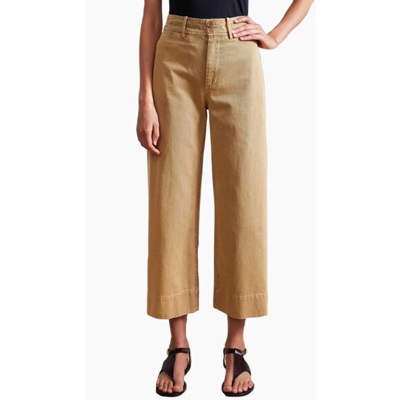 Apiece Apart Merida Chino Pants Womens 6 Khaki Camel Minimalist Coastal Cotton - Picture 1 of 9